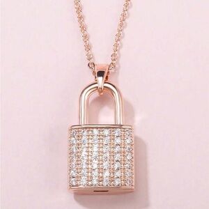 Rose Gold plated Lock Pendant Necklace